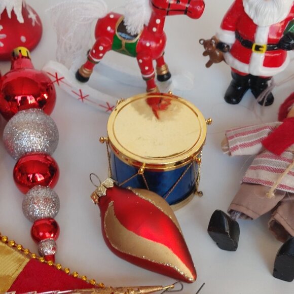 LARGE Christmas Ornament Lot of 22 Pieces Assorted Holiday Ornaments RED THEME - Picture 11 of 11